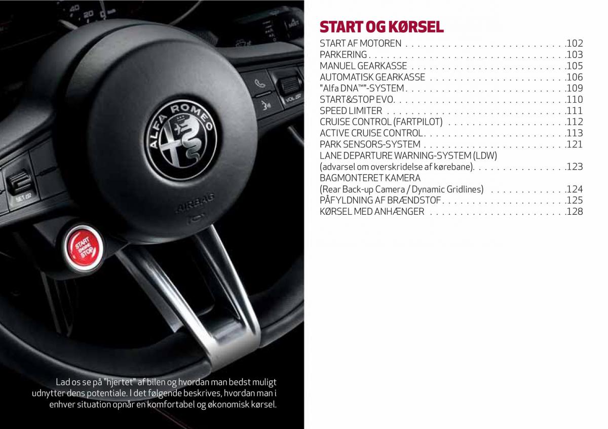 Alfa Romeo Giulia Bilens instruktionsbog / page 103