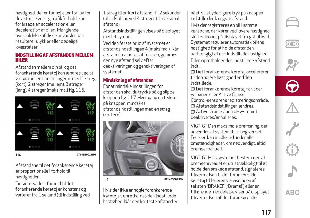 Alfa Romeo Giulia Bilens instruktionsbog / page 119