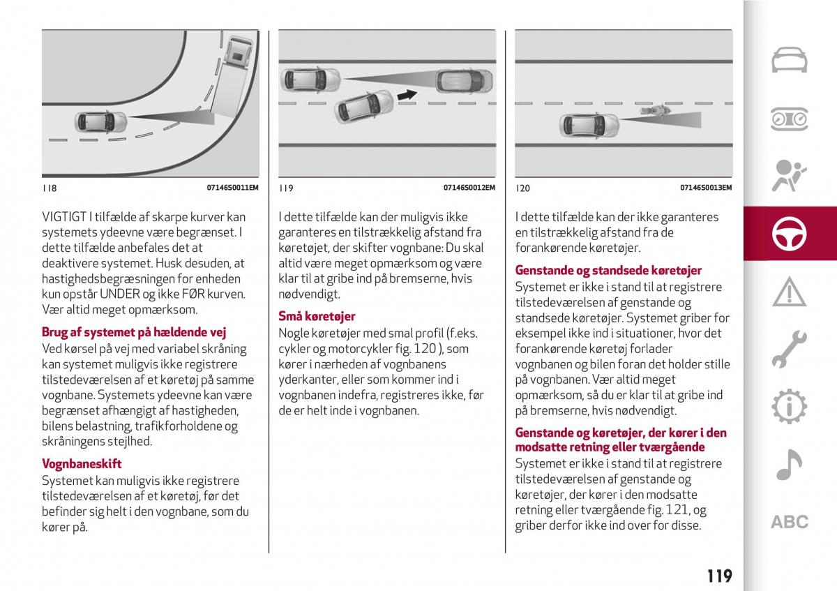 Alfa Romeo Giulia Bilens instruktionsbog / page 121