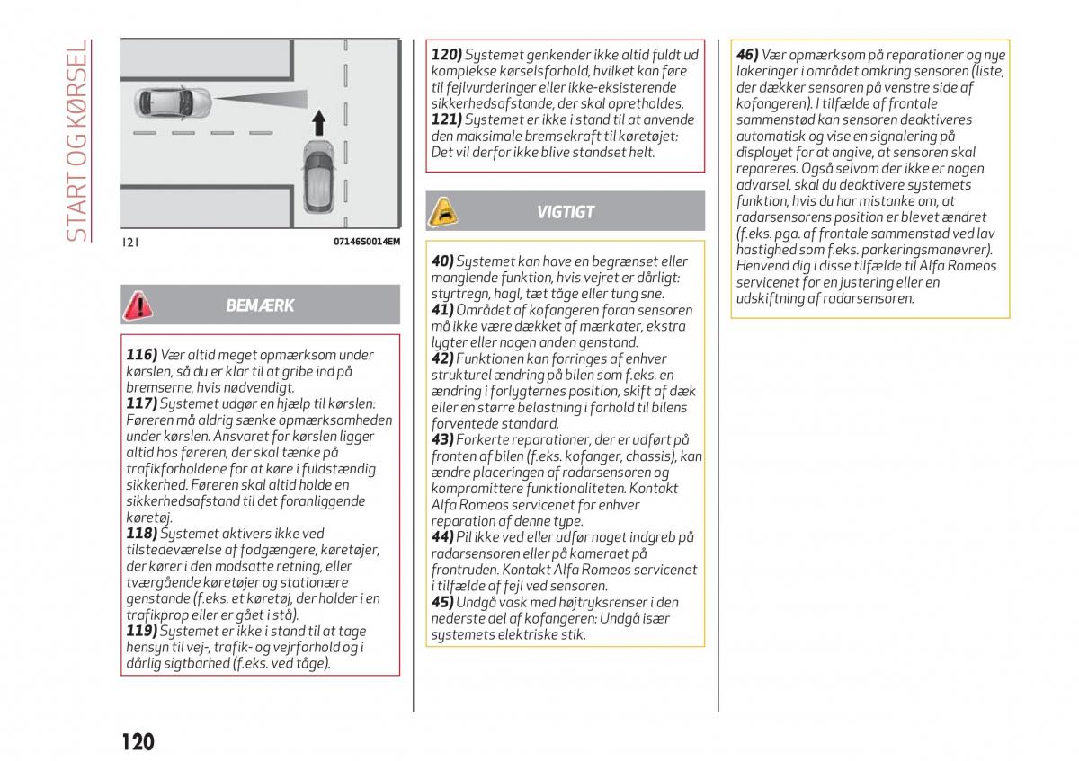 Alfa Romeo Giulia Bilens instruktionsbog / page 122