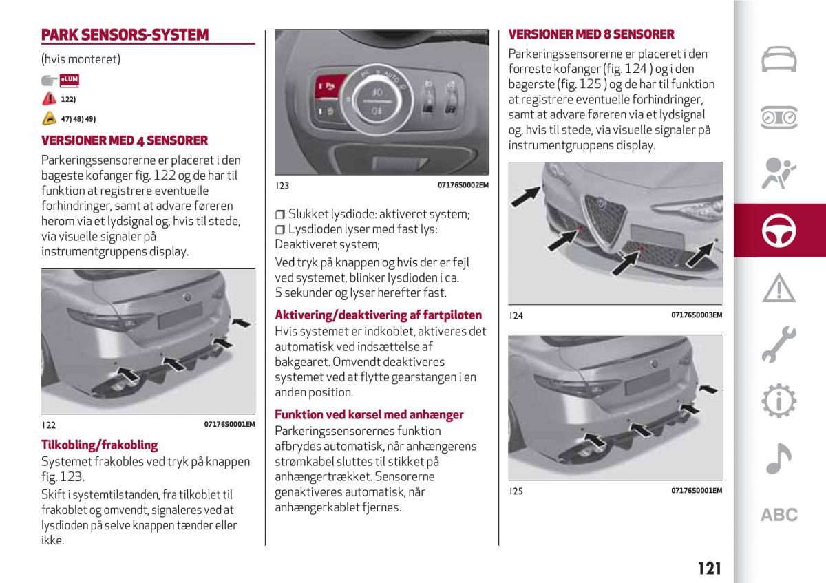 Alfa Romeo Giulia Bilens instruktionsbog / page 123