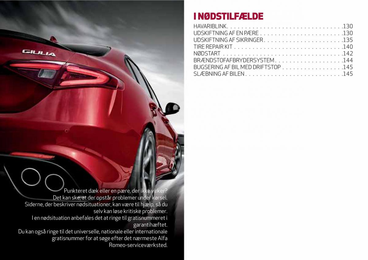 Alfa Romeo Giulia Bilens instruktionsbog / page 131