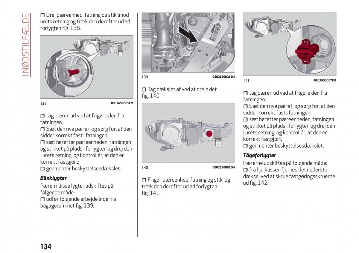 Alfa Romeo Giulia Bilens instruktionsbog / page 136