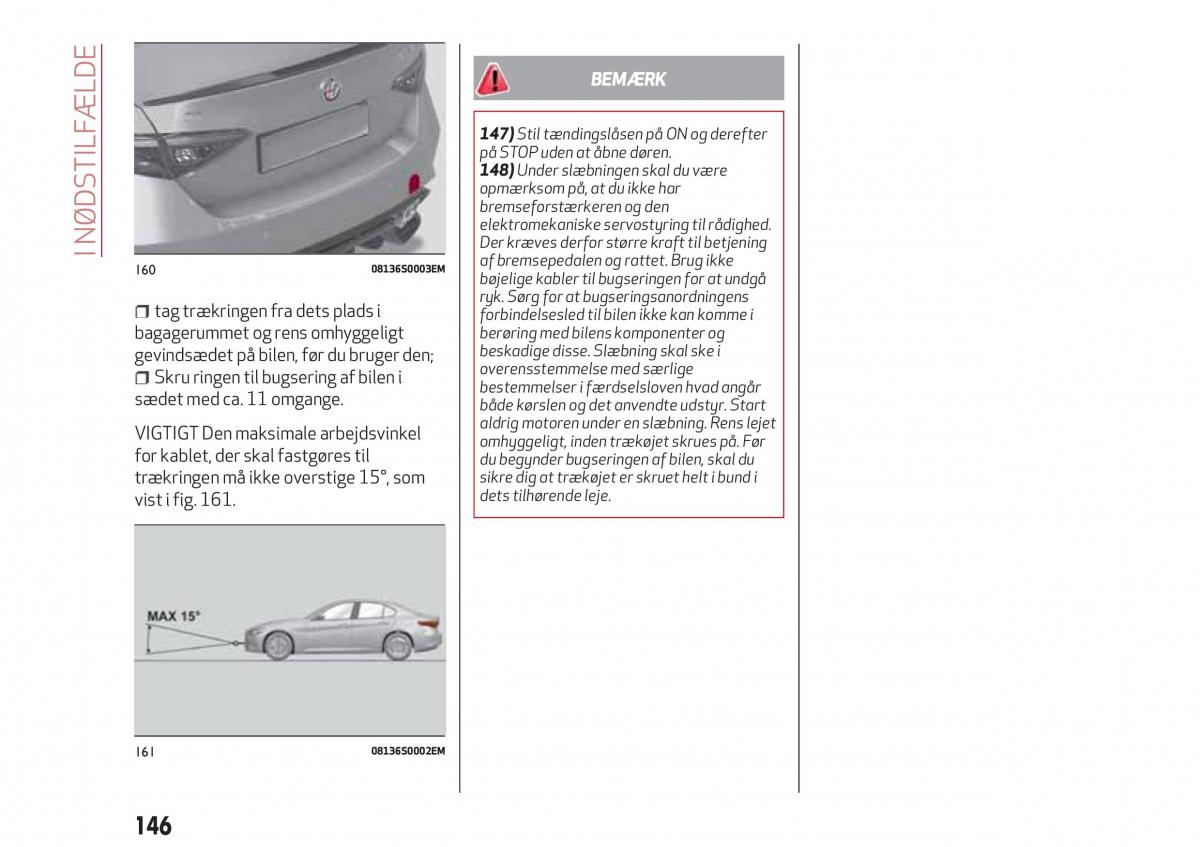 Alfa Romeo Giulia Bilens instruktionsbog / page 148