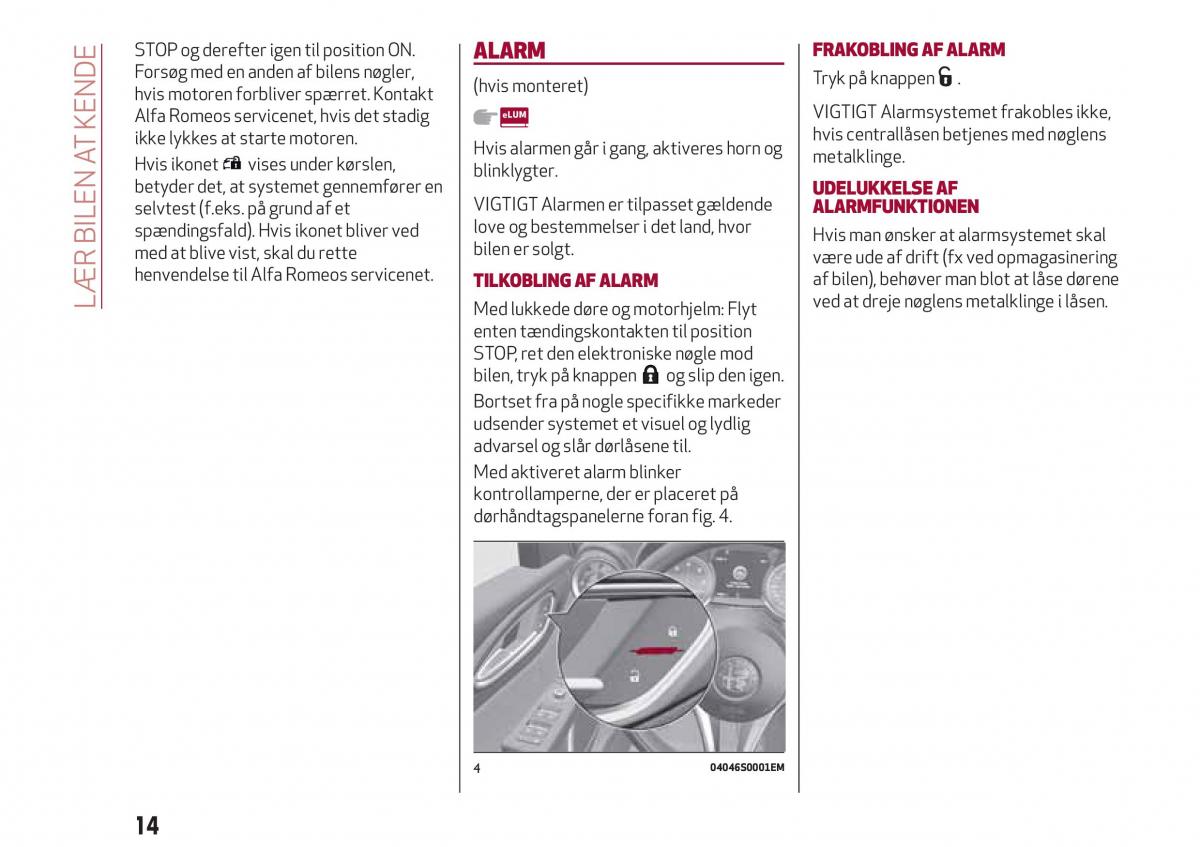 Alfa Romeo Giulia Bilens instruktionsbog / page 16