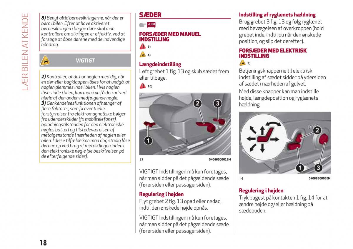 Alfa Romeo Giulia Bilens instruktionsbog / page 20