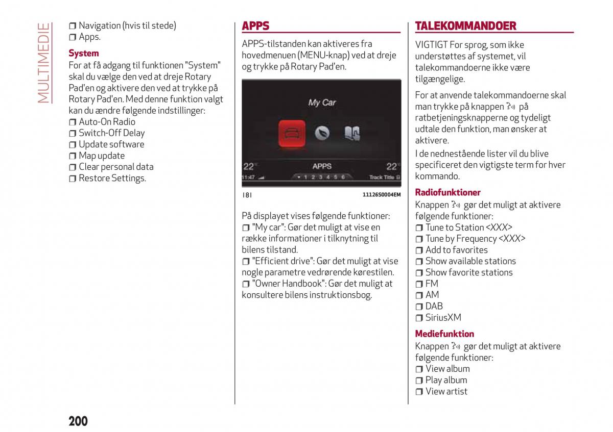 Alfa Romeo Giulia Bilens instruktionsbog / page 202