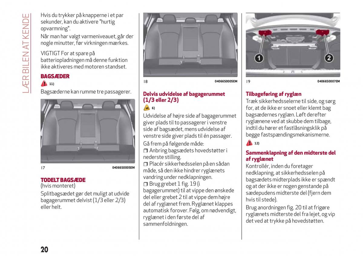 Alfa Romeo Giulia Bilens instruktionsbog / page 22