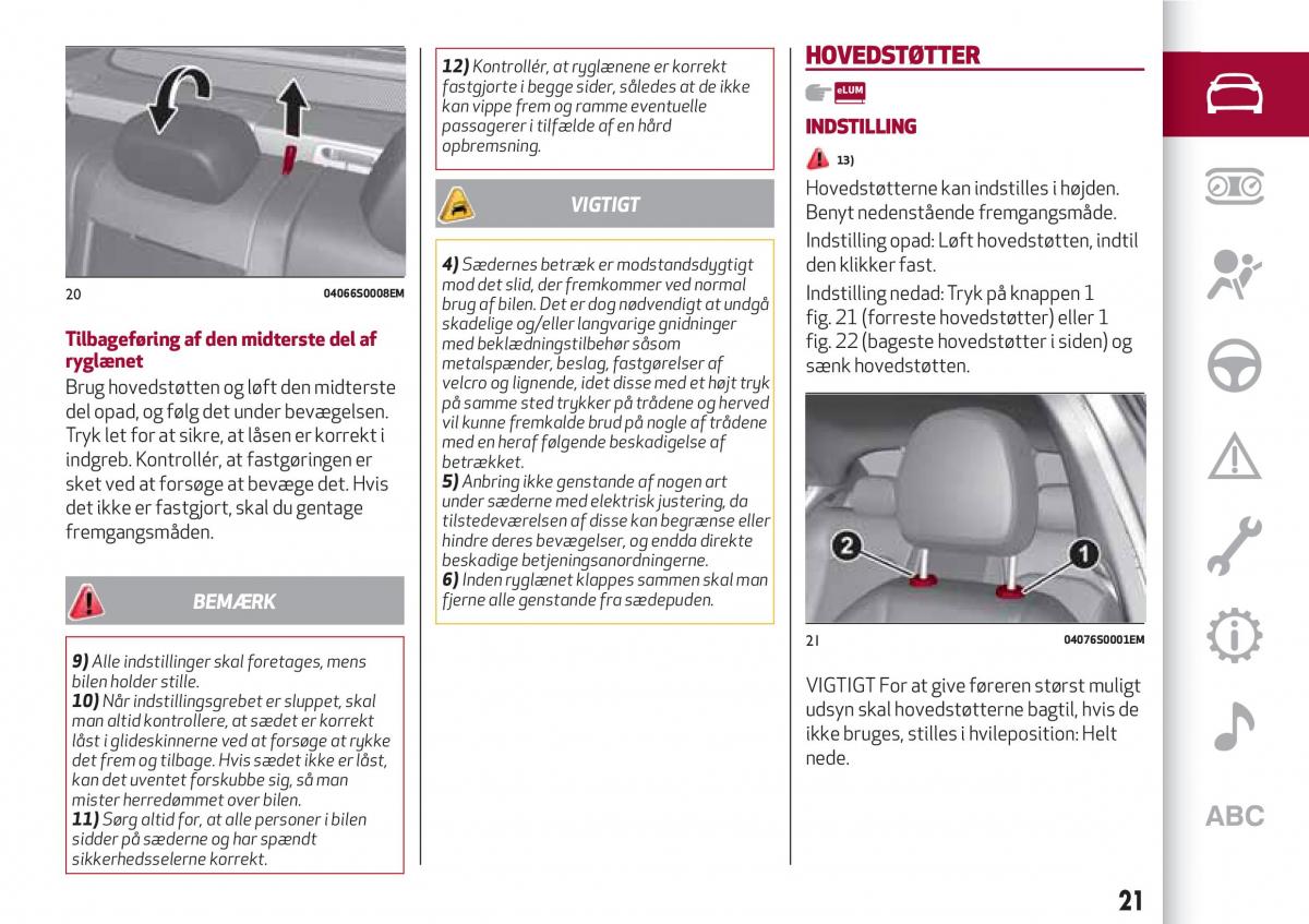 Alfa Romeo Giulia Bilens instruktionsbog / page 23