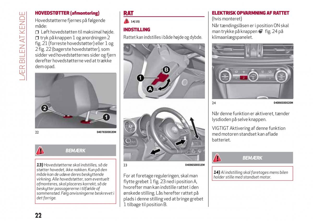 Alfa Romeo Giulia Bilens instruktionsbog / page 24