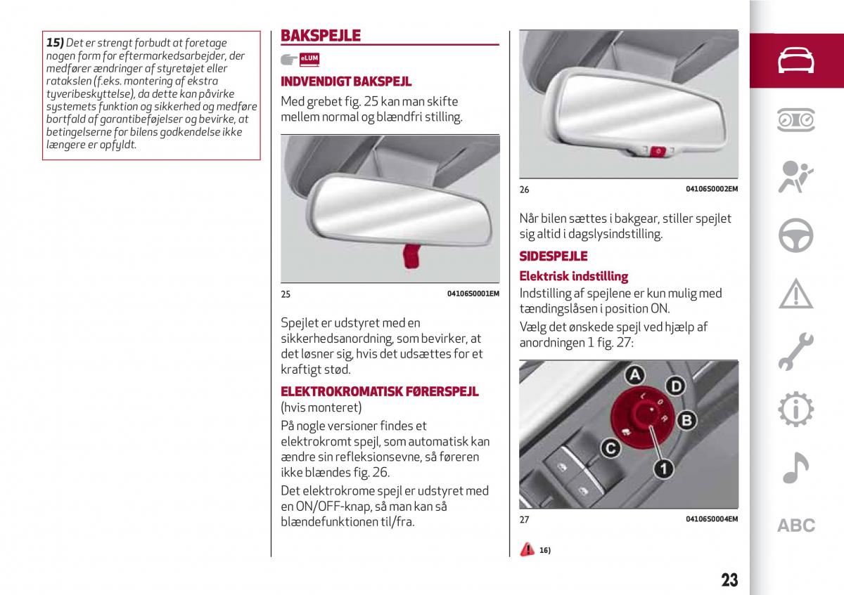 Alfa Romeo Giulia Bilens instruktionsbog / page 25