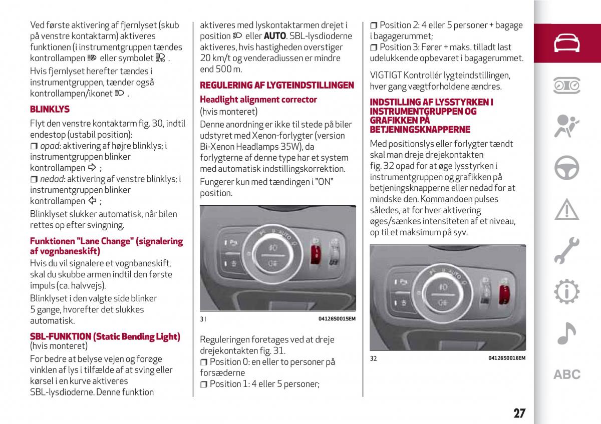 Alfa Romeo Giulia Bilens instruktionsbog / page 29