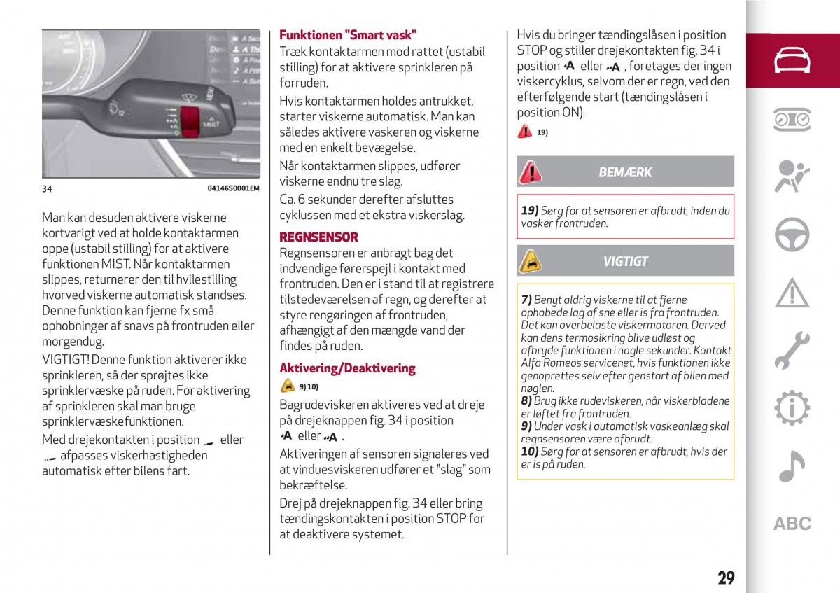 Alfa Romeo Giulia Bilens instruktionsbog / page 31