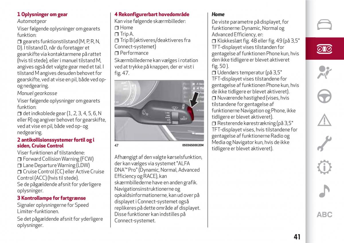 Alfa Romeo Giulia Bilens instruktionsbog / page 43