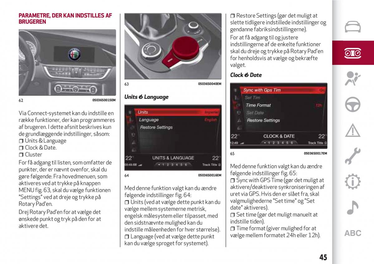 Alfa Romeo Giulia Bilens instruktionsbog / page 47