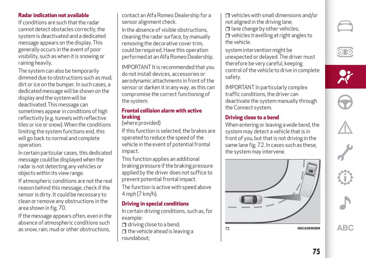 Alfa Romeo Giulia owners manual / page 77