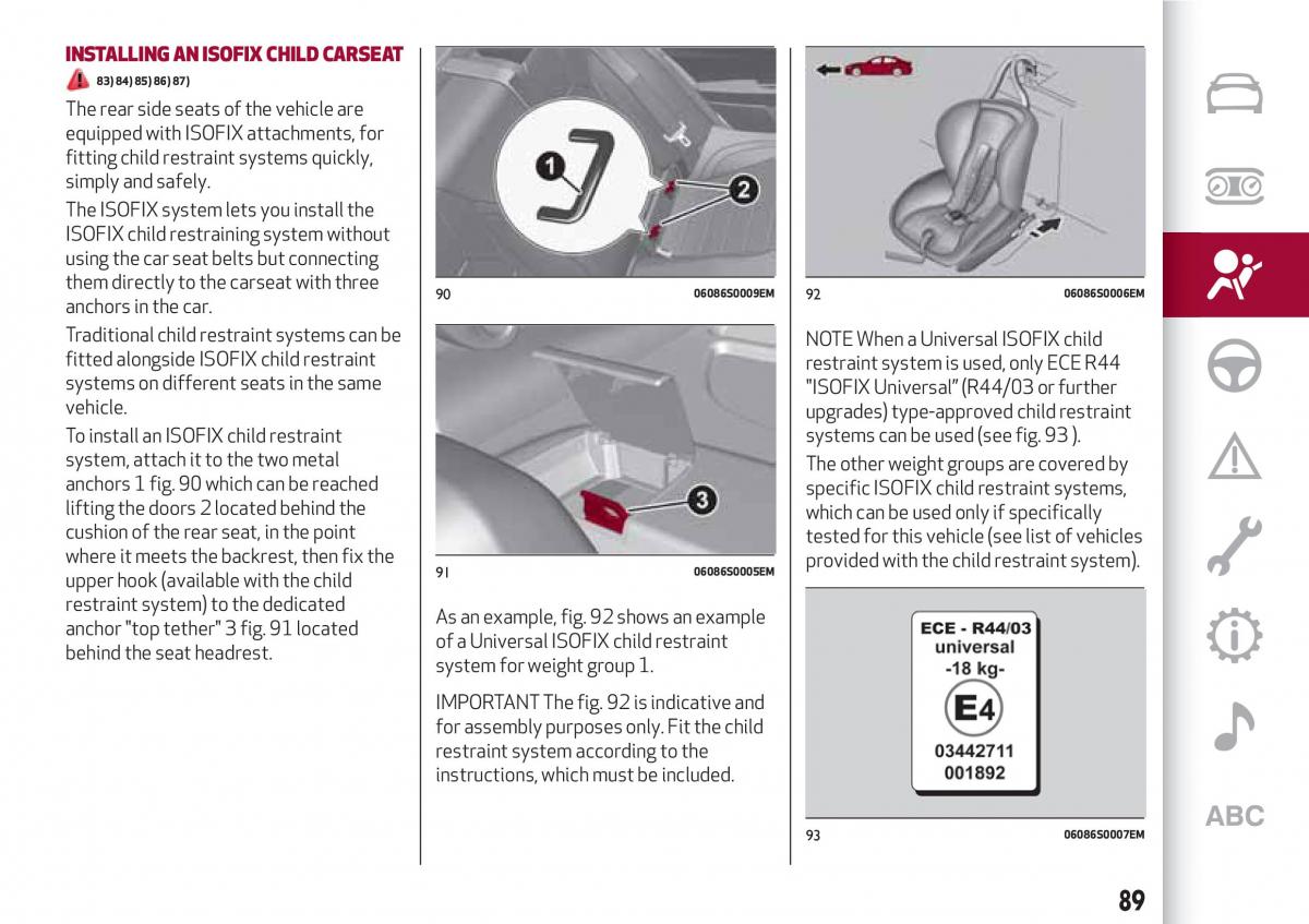 Alfa Romeo Giulia owners manual / page 91