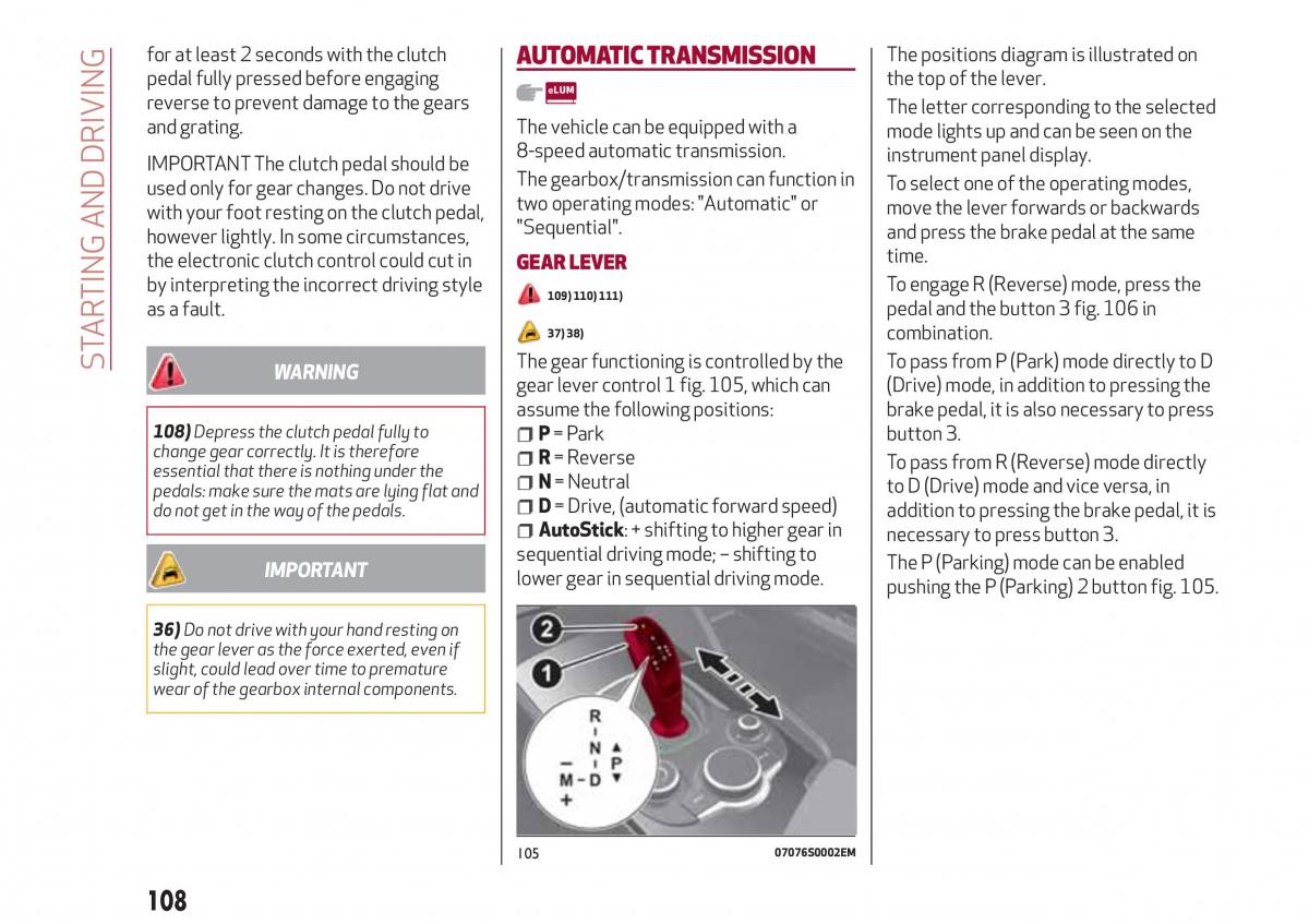 Alfa Romeo Giulia owners manual / page 110