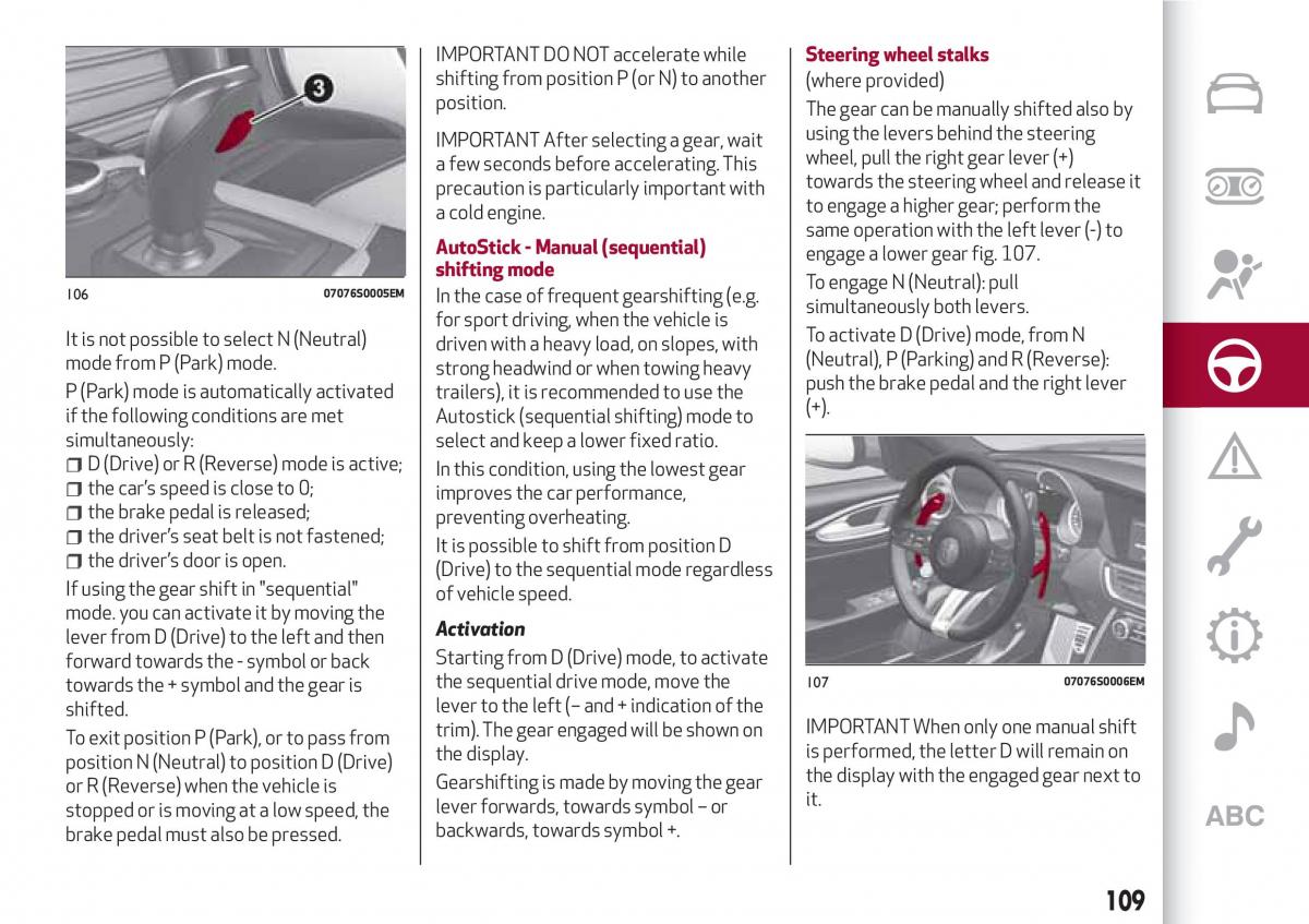 Alfa Romeo Giulia owners manual / page 111