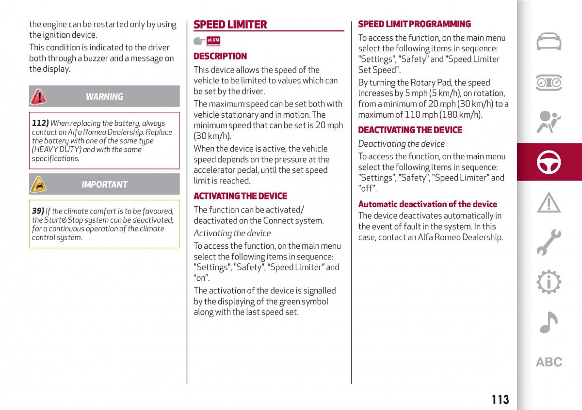 Alfa Romeo Giulia owners manual / page 115