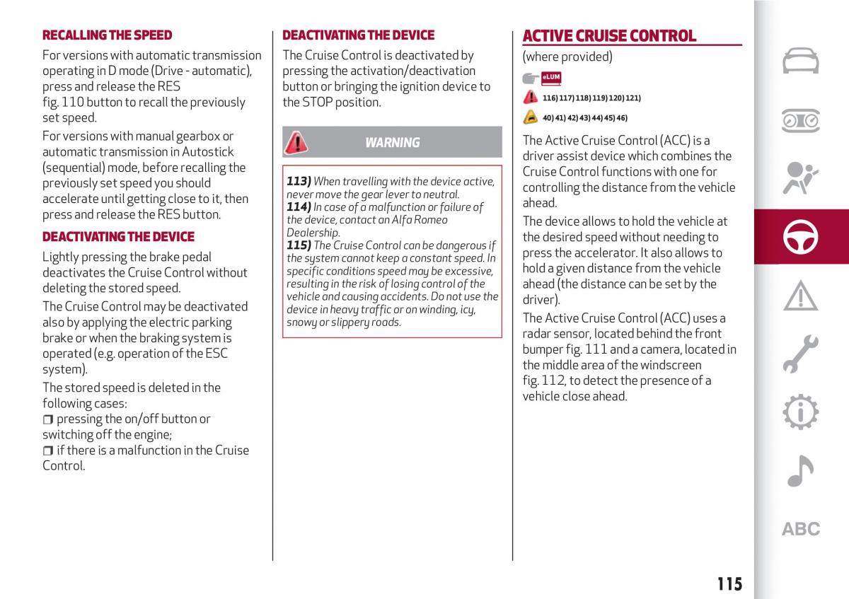 Alfa Romeo Giulia owners manual / page 117