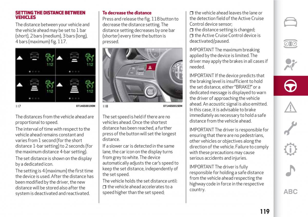 Alfa Romeo Giulia owners manual / page 121