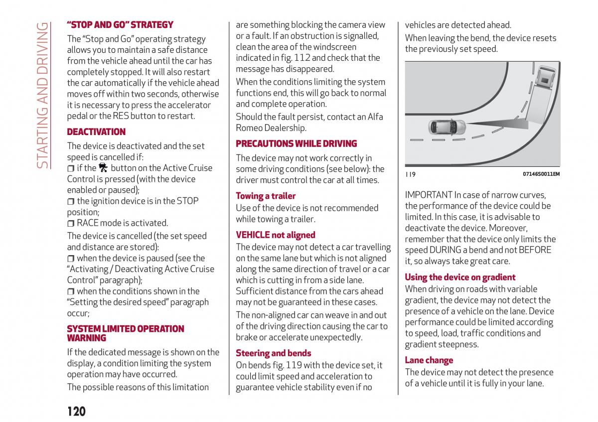 Alfa Romeo Giulia owners manual / page 122