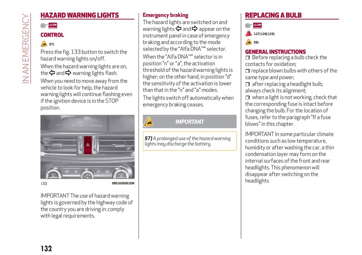 Alfa Romeo Giulia owners manual / page 134