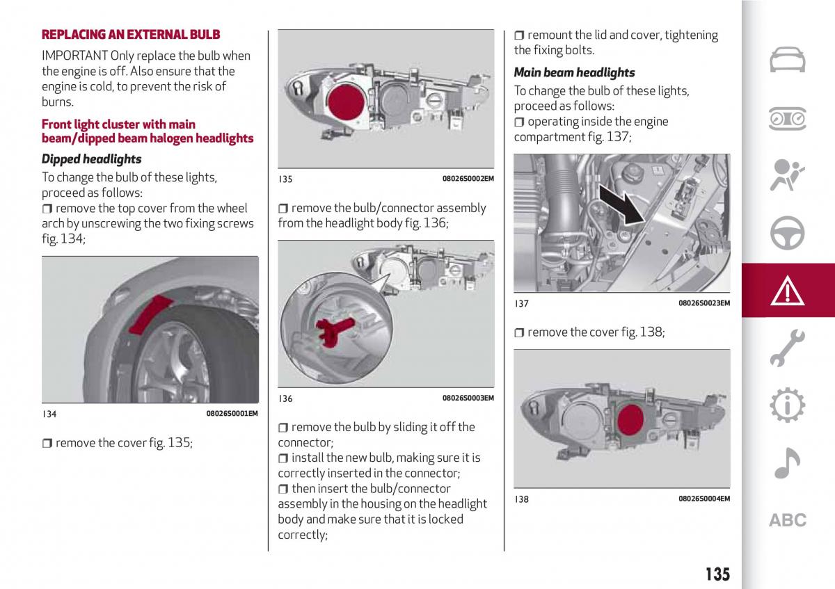 Alfa Romeo Giulia owners manual / page 137