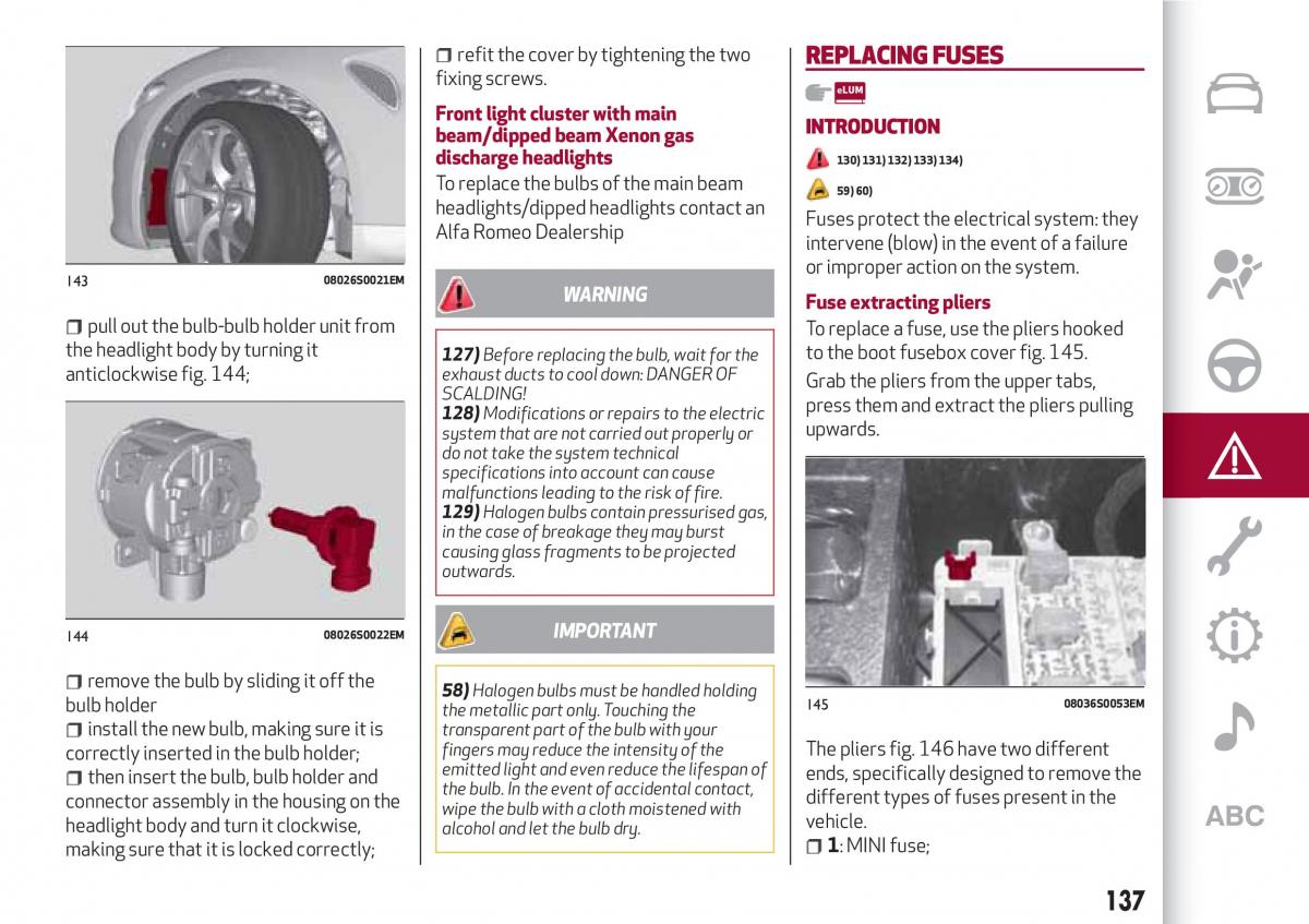 Alfa Romeo Giulia owners manual / page 139