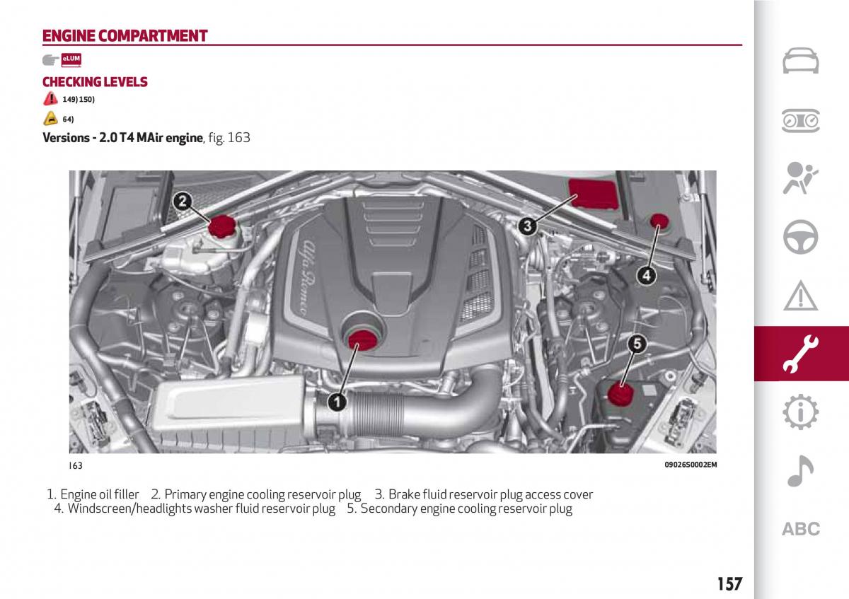 Alfa Romeo Giulia owners manual / page 159