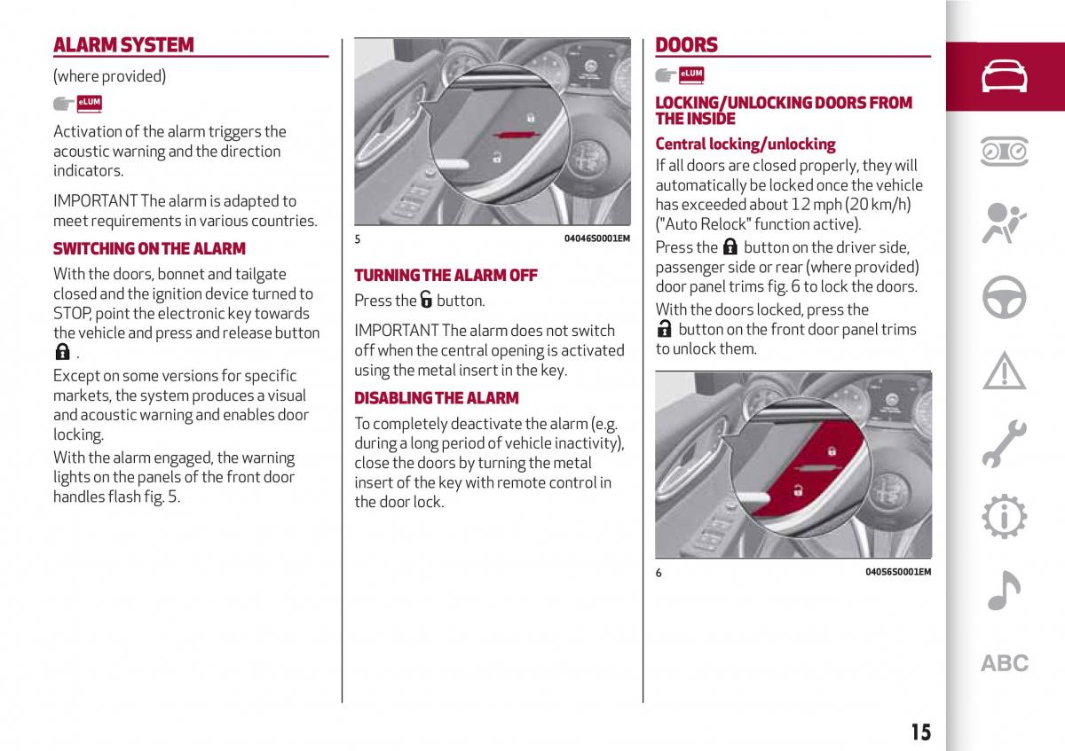 Alfa Romeo Giulia owners manual / page 17