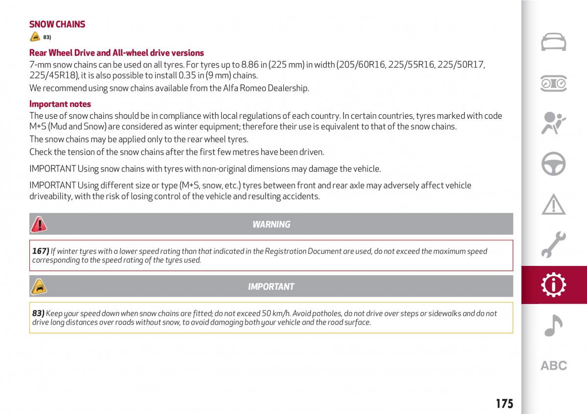 Alfa Romeo Giulia owners manual / page 177