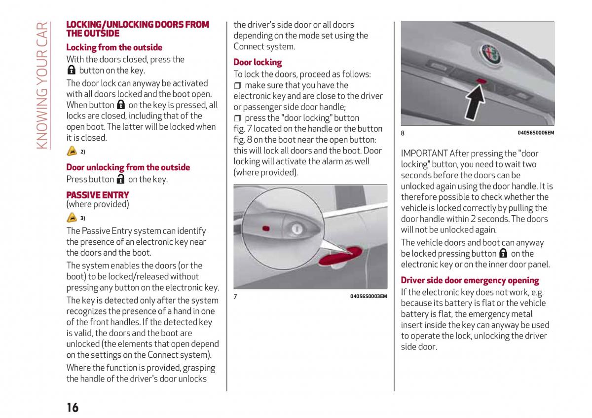 Alfa Romeo Giulia owners manual / page 18