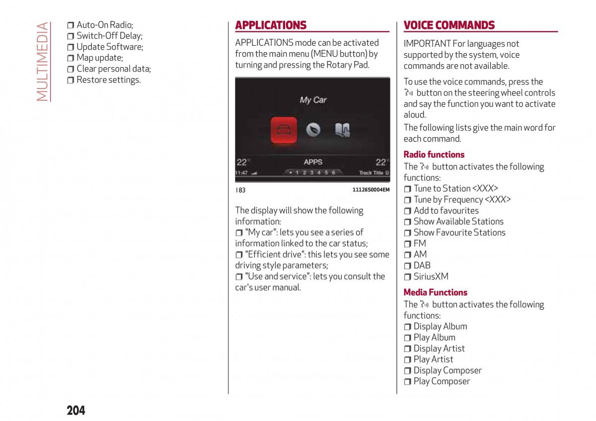 Alfa Romeo Giulia owners manual / page 206