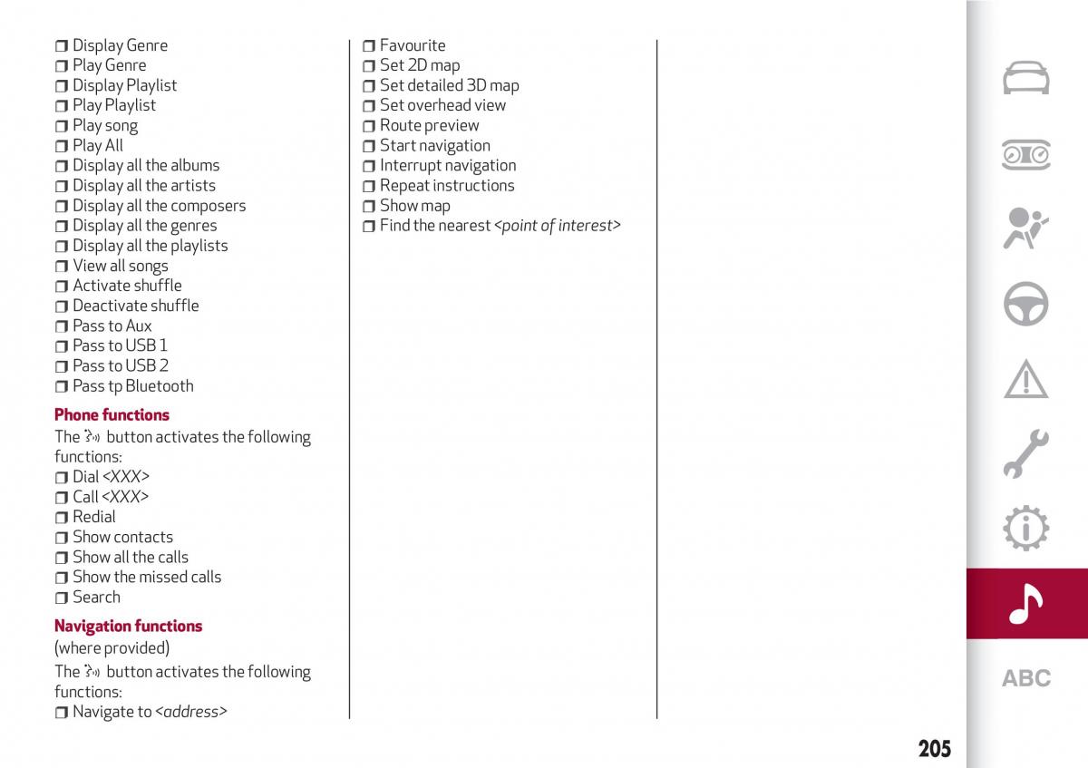 Alfa Romeo Giulia owners manual / page 207