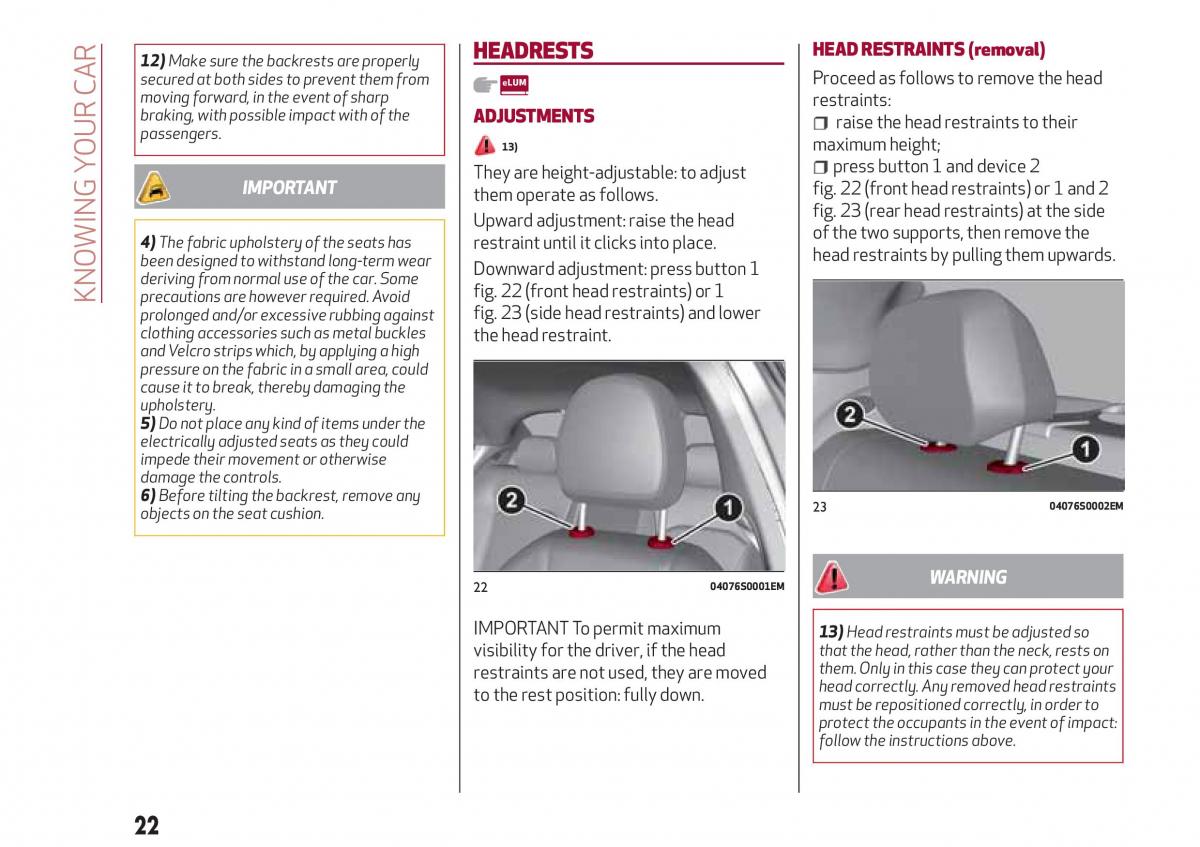 Alfa Romeo Giulia owners manual / page 24