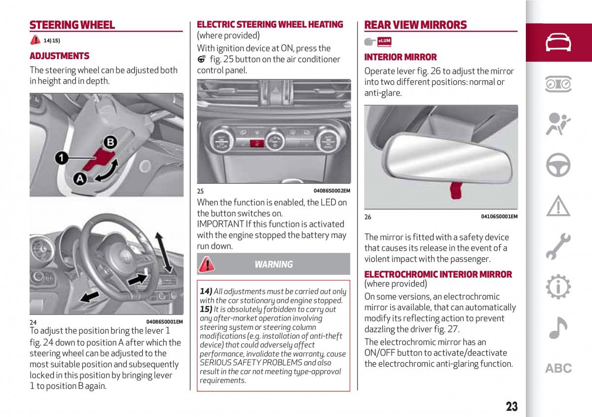 Alfa Romeo Giulia owners manual / page 25