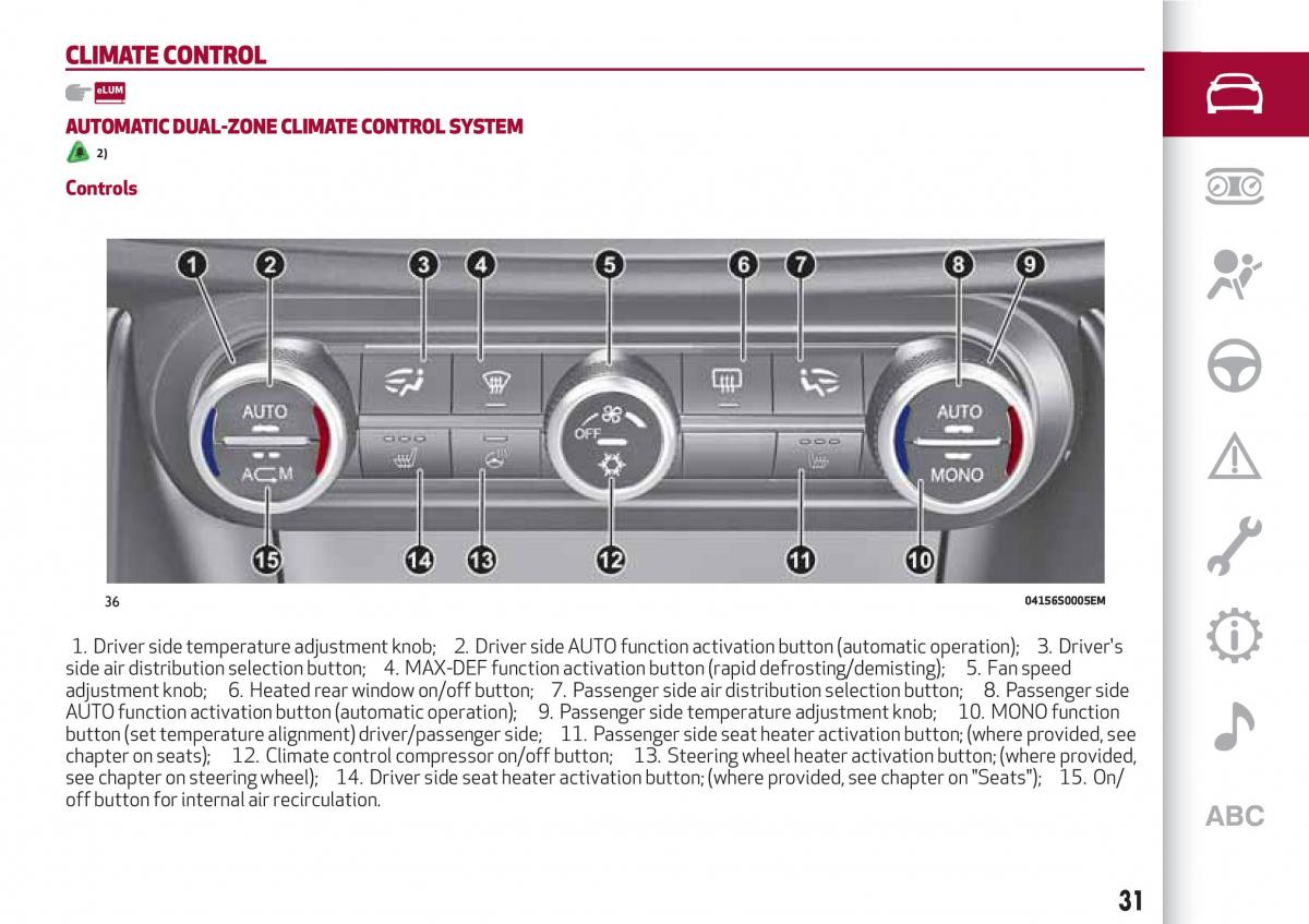 Alfa Romeo Giulia owners manual / page 33