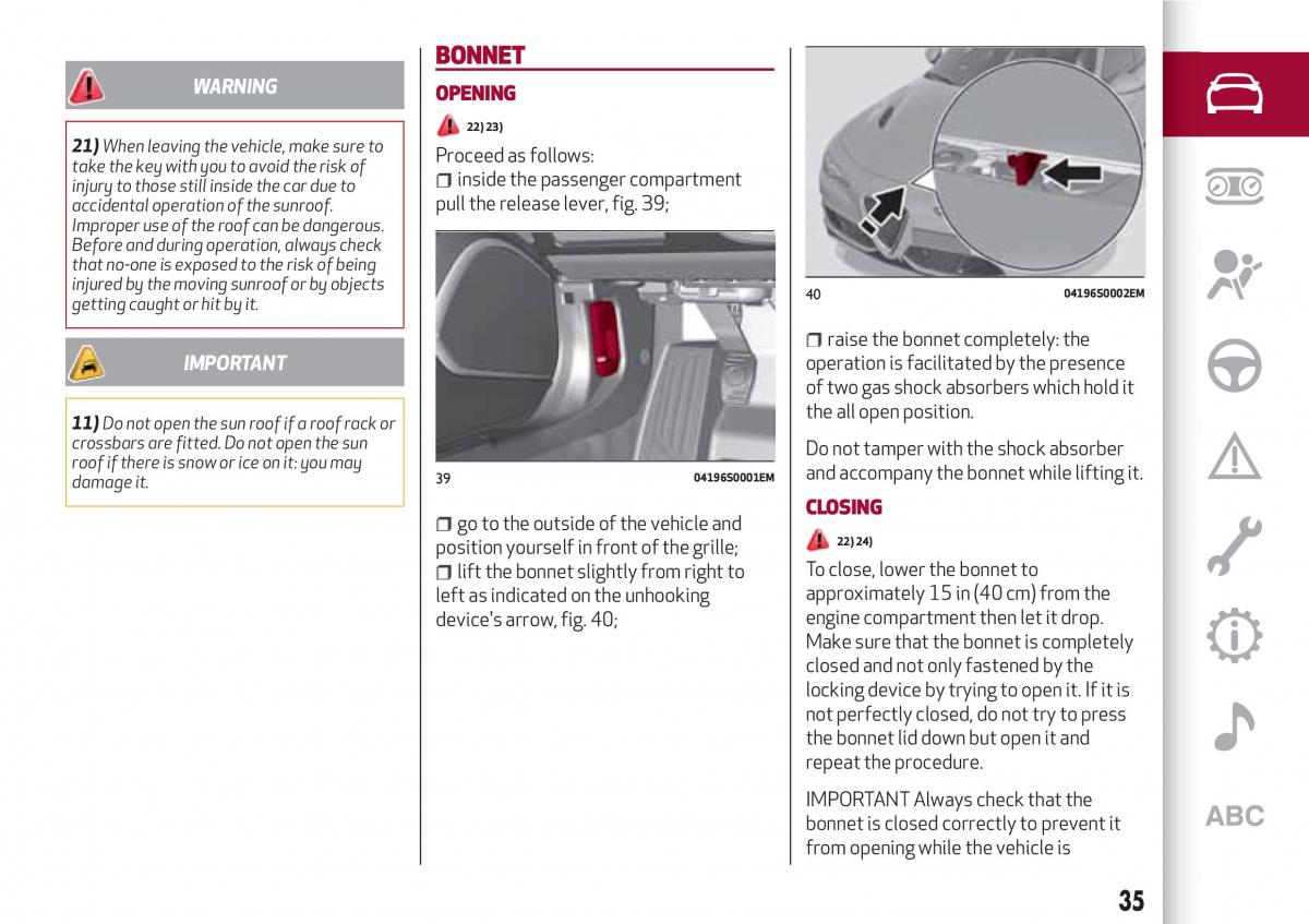 Alfa Romeo Giulia owners manual / page 37