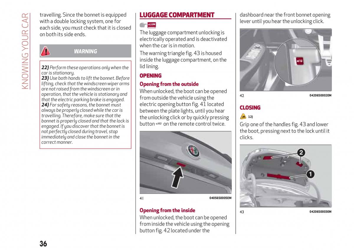 Alfa Romeo Giulia owners manual / page 38