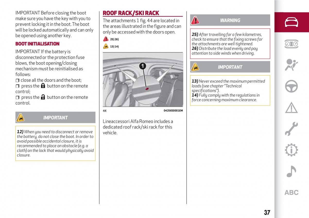 Alfa Romeo Giulia owners manual / page 39