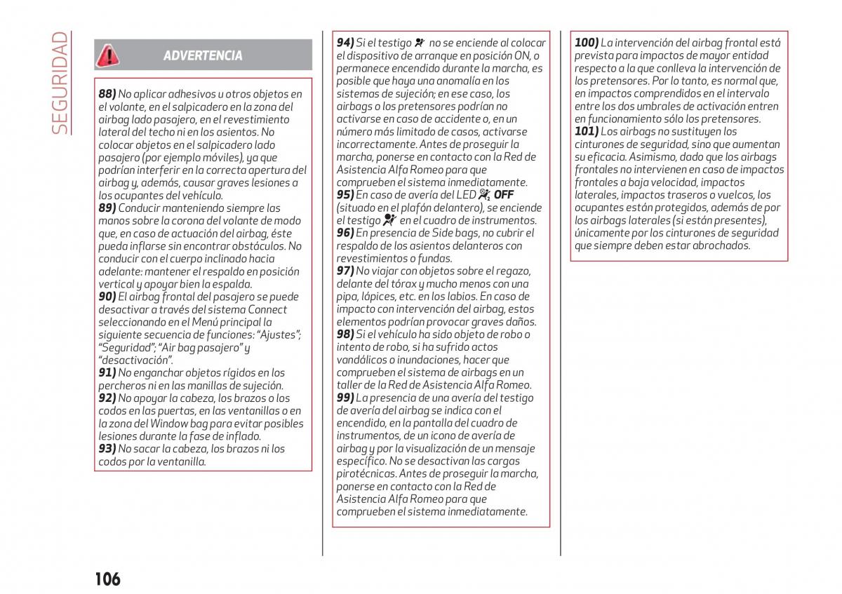 Alfa Romeo Giulia manual del propietario / page 108