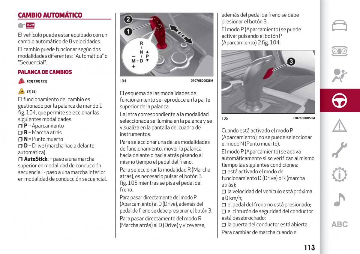 Alfa Romeo Giulia manual del propietario / page 115