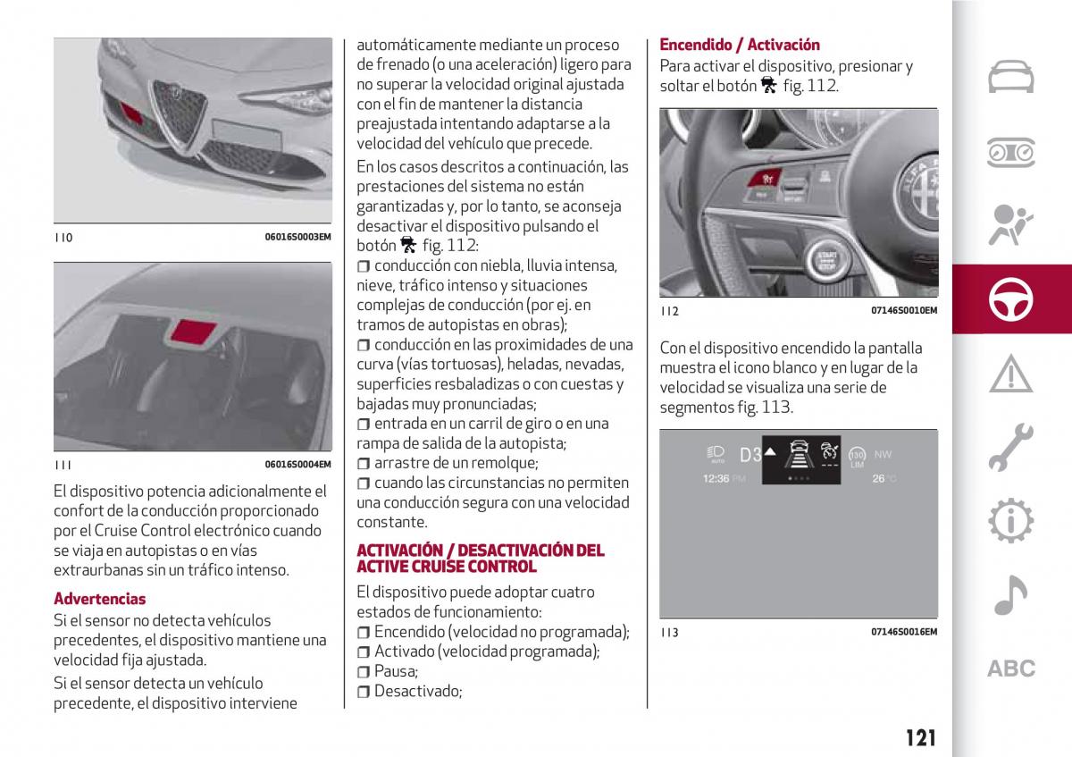 Alfa Romeo Giulia manual del propietario / page 123