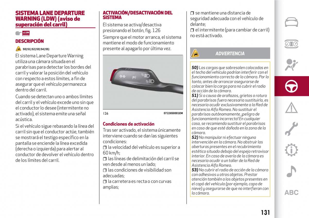 Alfa Romeo Giulia manual del propietario / page 133