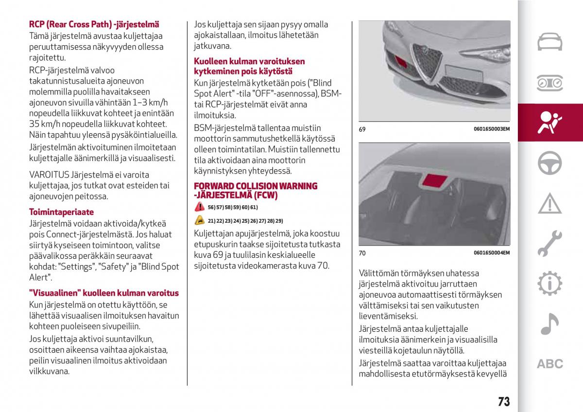 Alfa Romeo Giulia omistajan kasikirja / page 75