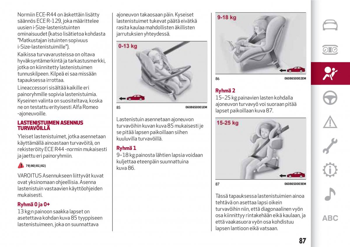 Alfa Romeo Giulia omistajan kasikirja / page 89