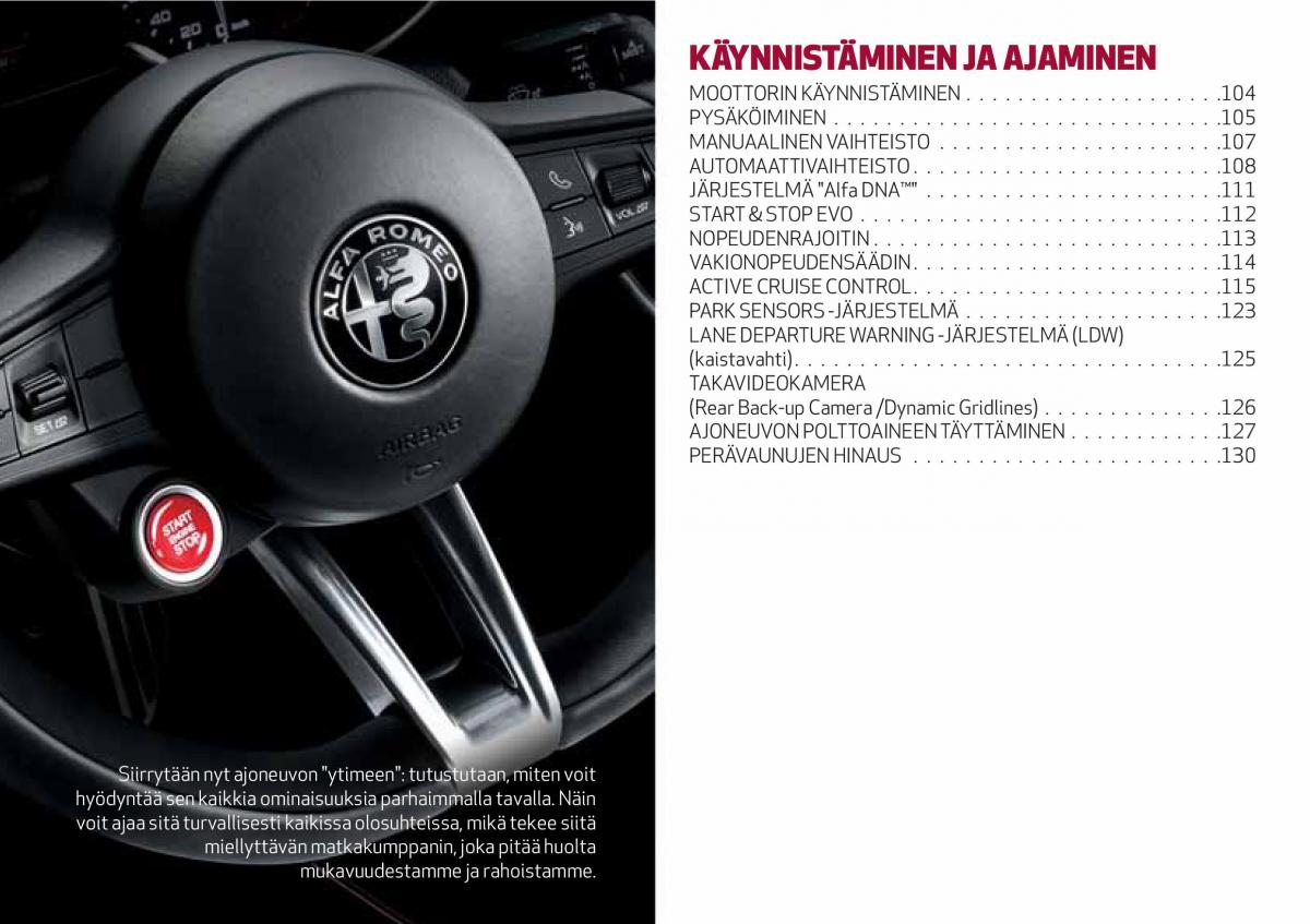 Alfa Romeo Giulia omistajan kasikirja / page 105