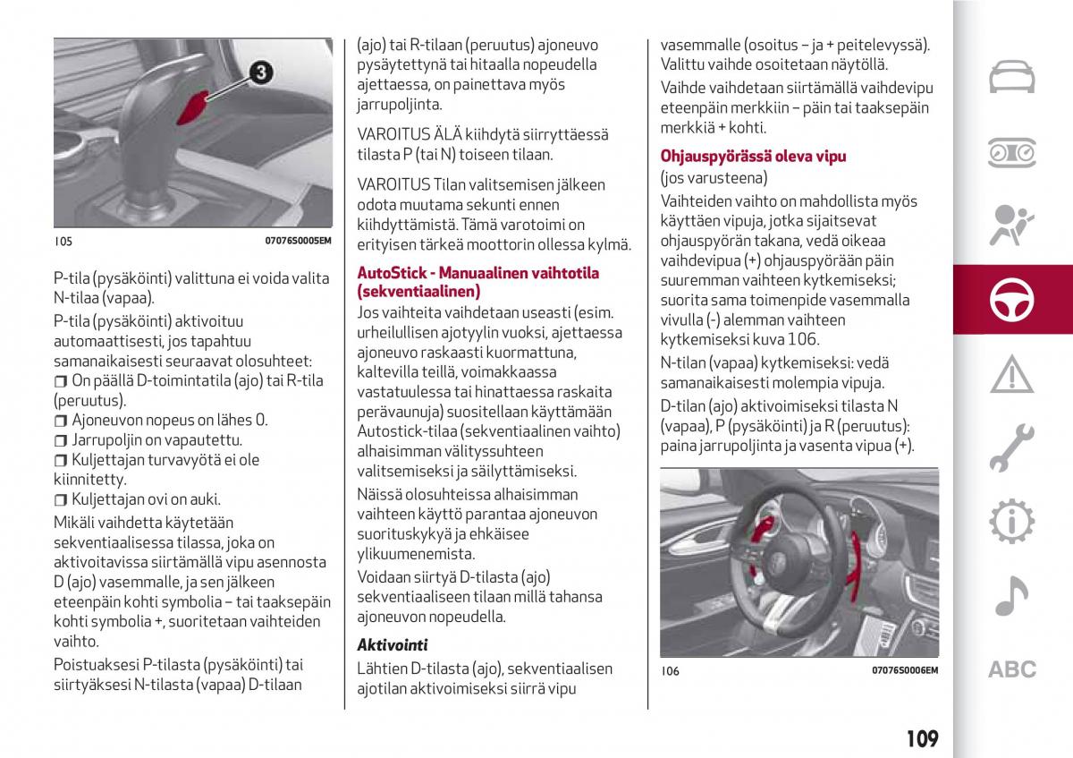 Alfa Romeo Giulia omistajan kasikirja / page 111